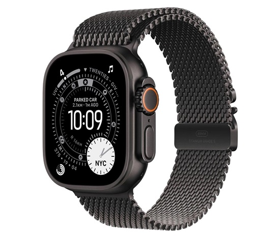 Apple Watch Ultra 3 GPS + Cellular 49mm Black Titanium Case with Black Titanium Milanese Loop - Large