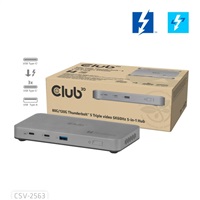 Club3D hub Thunderbolt 5 5v1, 3x USB-C TB5, 1x USB-A, 1x8K60Hz, 3x 5K60Hz, certifikace Thunderbolt Share, 180W