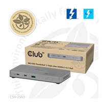 Club3D hub Thunderbolt 5 5v1, 3x USB-C TB5, 1x USB-A, 1x8K60Hz, 3x 5K60Hz, certifikace Thunderbolt Share, 180W