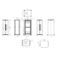 XtendLan 19" stojanový rozvaděč 42U 800x1000, nosnost 1000kg, perforované dveře i záda, kolečka, rozložený, černý