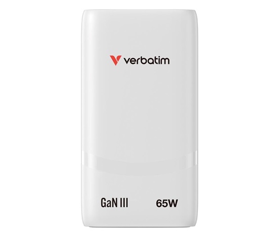 VERBATIM GaN Nabíječka Fold 'n' Go 65W, 2xUSB-C, bílá