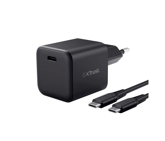 TRUST GaN Nabíječka GXT 1258 65W, 2m USB-C kabel, pro Nintendo Switch 2, černá