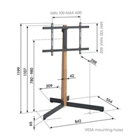 Vogel's TV 40-77'', natáčení ±45°, VESA 600x400 mm, výška středu VESA 780-980 mm, 50 kg, dub + černá ocel