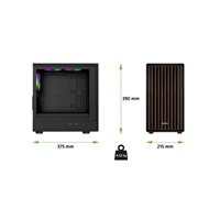 EVOLVEO Panthera, skříň mATX, 3x ARGB ventilátor 120mm, dřevěný přední panel + skleněná bočnice