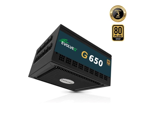 EVOLVEO G650 zdroj 650W, 80+ GOLD, ATX 3.1, aPFC, 140 mm ventilátor