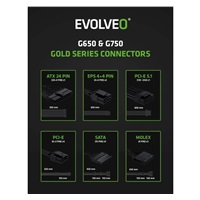 EVOLVEO G850 zdroj 850W, 80+ GOLD, ATX 3.1, aPFC, 140 mm ventilátor