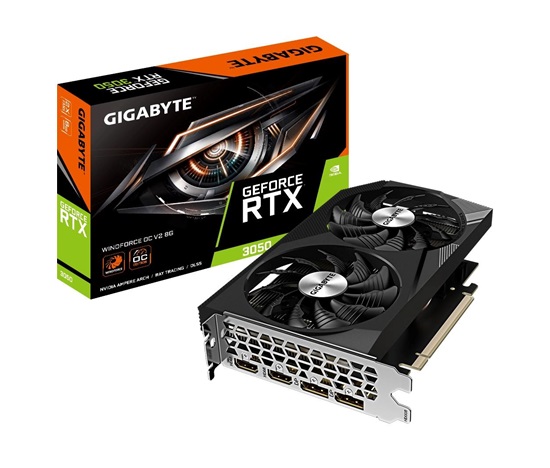 GIGABYTE VGA NVIDIA GeForce RTX 3050 WINDFORCE OC 8G V2, 8GB GDDR6, 2xDP, 2xHDMI