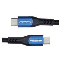 PremiumCord USB-C kabel ( USB 3.2 GEN 2x2, 5A, 100W, 20Gbit/s ) 0,5m, bavlněný oplet