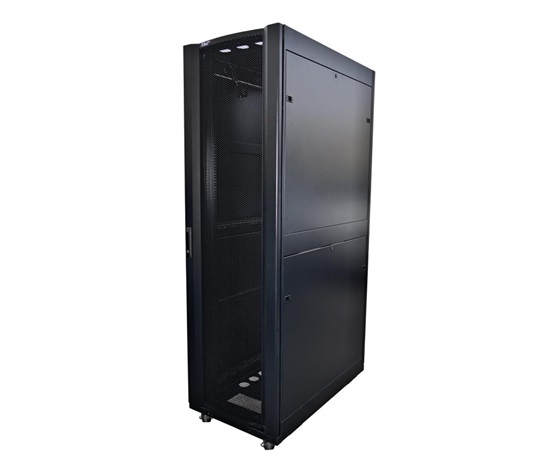 LEXI-Net 19" stojanový rozvaděč 42U 600x1000 rozebiratelný, kolečka, 1000kg, perforované dveře, černý