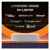 Epson Lifestudio Grand – EH-LS670W diamantová biela, 4K PRO-UHD, 3600lm, HDMI, USB, Google TV, 240Hz