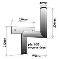 Držák antény na zeď, tvar T, žárový zinek, délka 20cm