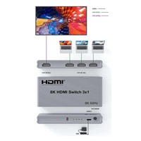 PremiumCord 8K@60Hz, 4K@144Hz HDMI switch 3:1 s dálkovým ovladačem