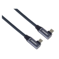 PremiumCord USB-C 2x zahnutý kabel ( USB 3.2 GEN 2x2, 5A, 100W, 20Gbit/s ) bavlněný oplet, délka: 0,5m