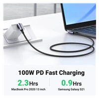 PremiumCord USB-C 2x zahnutý kabel ( USB 3.2 GEN 2x2, 5A, 100W, 20Gbit/s ) bavlněný oplet, délka: 0,5m