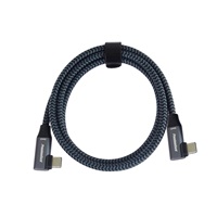 PremiumCord USB-C 2x zahnutý kabel ( USB 3.2 GEN 2x2, 5A, 100W, 20Gbit/s ) bavlněný oplet, délka: 1m