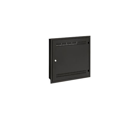 Solarix rozvaděč LC-18 do zdi s lištami 2U, 4U a 11U, 550x550 černá RAL9005 s rámečkem k zazdění LC-18-55-15-W-B