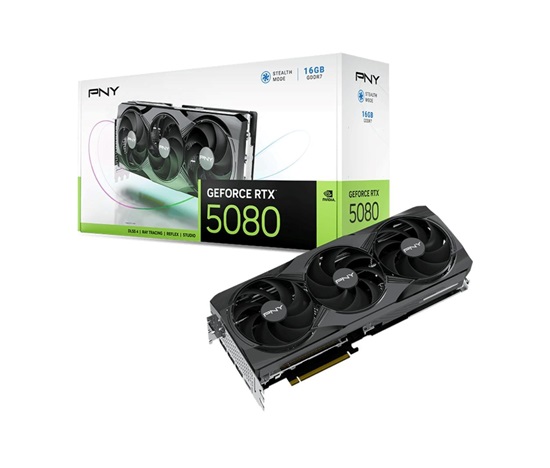 PNY VGA Nvidia GeForce RTX 5080 16GB Triple Fan, RTX 5080, 16GB GDDR7, 3xDP, 1xHDMI