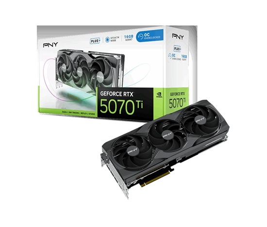 PNY VGA Nvidia GeForce RTX 5070 Ti 16GB Triple Fan Plus OC, RTX 5070 Ti OC, 16GB GDDR7, 3xDP, 1xHDMI