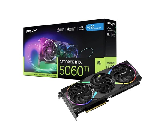 PNY VGA Nvidia GeForce RTX 5060 Ti 8GB ARGB Triple Fan OC, RTX 5060 Ti OC, 8GB GDDR7, 3xDP, 1xHDMI