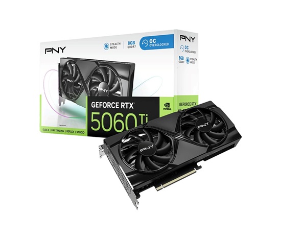 PNY VGA Nvidia GeForce RTX 5060 Ti 8GB Dual Fan OC, RTX 5060 Ti OC, 8GB GDDR7, 3xDP, 1xHDMI