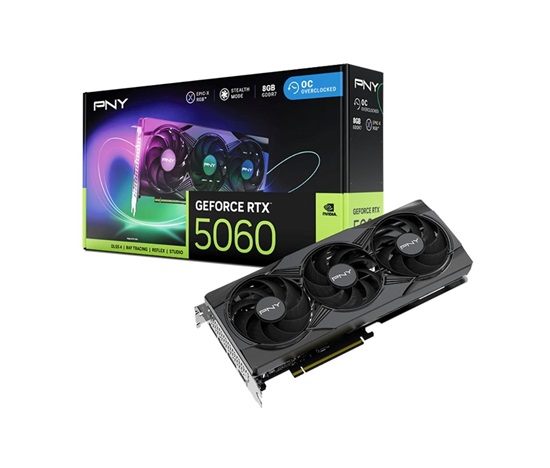 PNY VGA Nvidia GeForce RTX 5060 8GB ARGB, RTX 5060, 8GB GDDR7, 3xDP, 1xHDMI