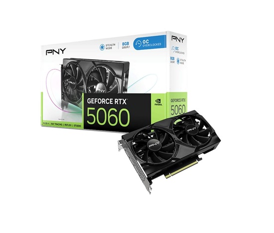 PNY VGA Nvidia GeForce RTX 5060 8GB Dual Fan OC, RTX 5060 OC, 8GB GDDR7, 3xDP, 1xHDMI