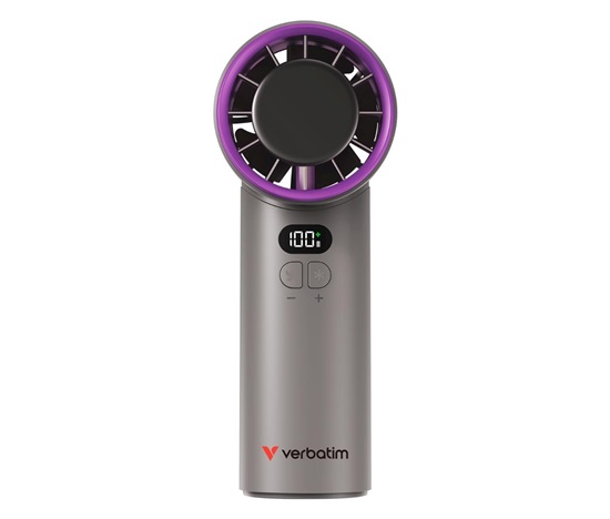 VERBATIM ruční ventilátor Cool 'n' Go Ice Touch, USB-C, šedá/fialová