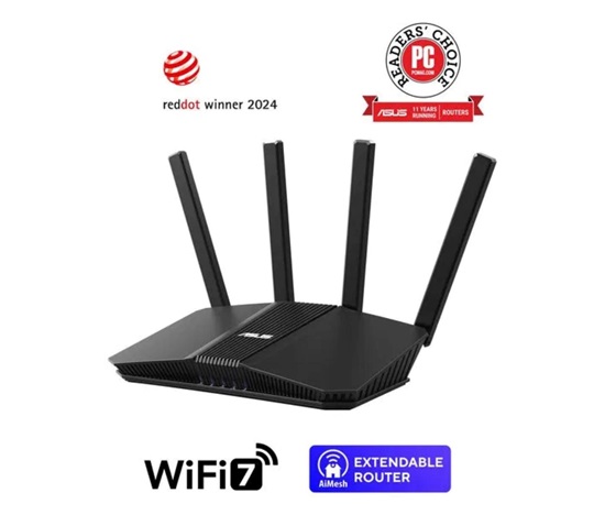 ASUS Router RT-BE58U V2, IPv6, WiFi 7, 1 GB RAM, 1x USB 3.2 Gen, 3600 Mb/s