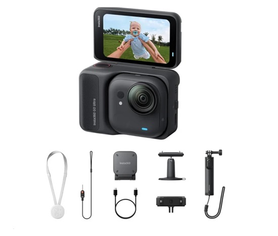 Insta360 GO Ultra Creator Bundle miniaturní akční kamera, 4K Ultra HD, 60fps, magnetický systém uchycení, černá