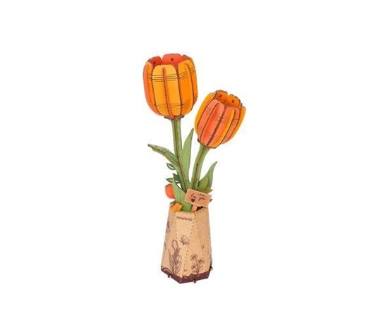 RoboTime 3D dřevěná skládačka Oranžový tulipán