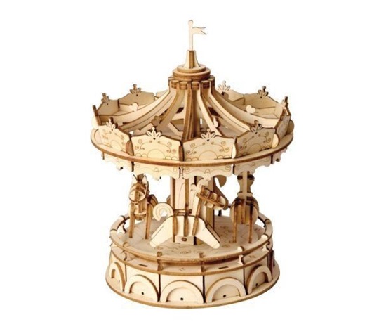 RoboTime dřevěné 3D puzzle Veselý kolotoč