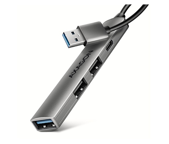 AXAGON HUE-STA, 4x USB ALU STRIP hub, 1x USB-A 5Gbps, 2x USB-A & 1x USB-C 480Mbps, kábel USB-A 12cm