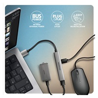 AXAGON HUE-STA, 4x USB ALU STRIP hub, 1x USB-A 5Gbps, 2x USB-A & 1x USB-C 480Mbps, kábel USB-A 12cm