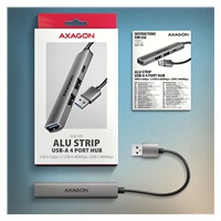 AXAGON HUE-STA, 4x USB ALU STRIP hub, 1x USB-A 5Gbps, 2x USB-A & 1x USB-C 480Mbps, kábel USB-A 12cm