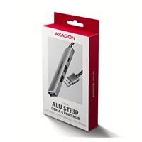AXAGON HUE-STA, 4x USB ALU STRIP hub, 1x USB-A 5Gbps, 2x USB-A & 1x USB-C 480Mbps, kábel USB-A 12cm