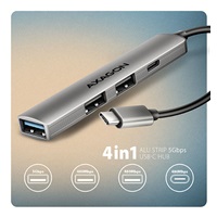 AXAGON HUE-STC, 4x USB ALU STRIP hub, 1x USB-A 5Gbps, 2x USB-A & 1x USB-C 480Mbps, kábel USB-C 12cm