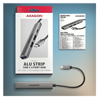 AXAGON HUE-STC, 4x USB ALU STRIP hub, 1x USB-A 5Gbps, 2x USB-A & 1x USB-C 480Mbps, kábel USB-C 12cm