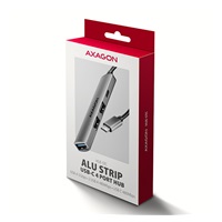 AXAGON HUE-STC, 4x USB ALU STRIP hub, 1x USB-A 5Gbps, 2x USB-A & 1x USB-C 480Mbps, kábel USB-C 12cm