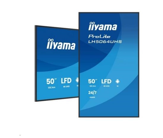 iiyama ProLite LH5064UHS-B1AG, 4K, USB, USB-C, RS232, Ethernet, Wi-Fi, Android, kit (RS232), black