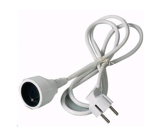 PREMIUMCORD Predlžovací kábel 230V 1m, 1 zásuvka (M/F) biely