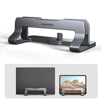 AXAGON STND-VG vertikálny hliníkový stojan na notebook 10"-17.3" nastaviteľný rozostup, sivý