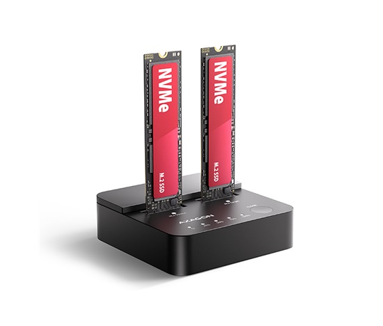AXAGON ADSA-M2C22L, USB-C 20Gbps dokovacia stanica pre 2× M.2 NVMe SSD s funkciou klonovania