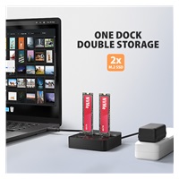 AXAGON ADSA-M2C22L, USB-C 20Gbps dokovacia stanica pre 2× M.2 NVMe SSD s funkciou klonovania
