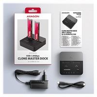 AXAGON ADSA-M2C22L, USB-C 20Gbps dokovacia stanica pre 2× M.2 NVMe SSD s funkciou klonovania