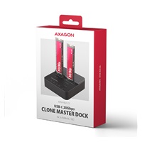 AXAGON ADSA-M2C22L, USB-C 20Gbps dokovacia stanica pre 2× M.2 NVMe SSD s funkciou klonovania