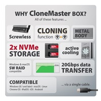 AXAGON EEM2-20GD, USB-C 20Gbps externý box pre dva M.2 NVMe SSD s funkciou klonovania