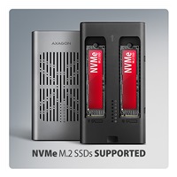 AXAGON EEM2-20GD, USB-C 20Gbps externý box pre dva M.2 NVMe SSD s funkciou klonovania