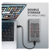 AXAGON EEM2-20GD, USB-C 20Gbps externý box pre dva M.2 NVMe SSD s funkciou klonovania