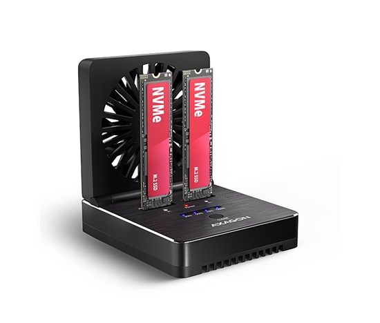 AXAGON ADSA-M2C22, USB-C 20Gbps dokovacia stanica pre 2× M.2 NVMe/SATA SSD s funkciou klonovania