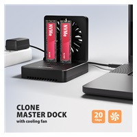 AXAGON ADSA-M2C22, USB-C 20Gbps dokovacia stanica pre 2× M.2 NVMe/SATA SSD s funkciou klonovania